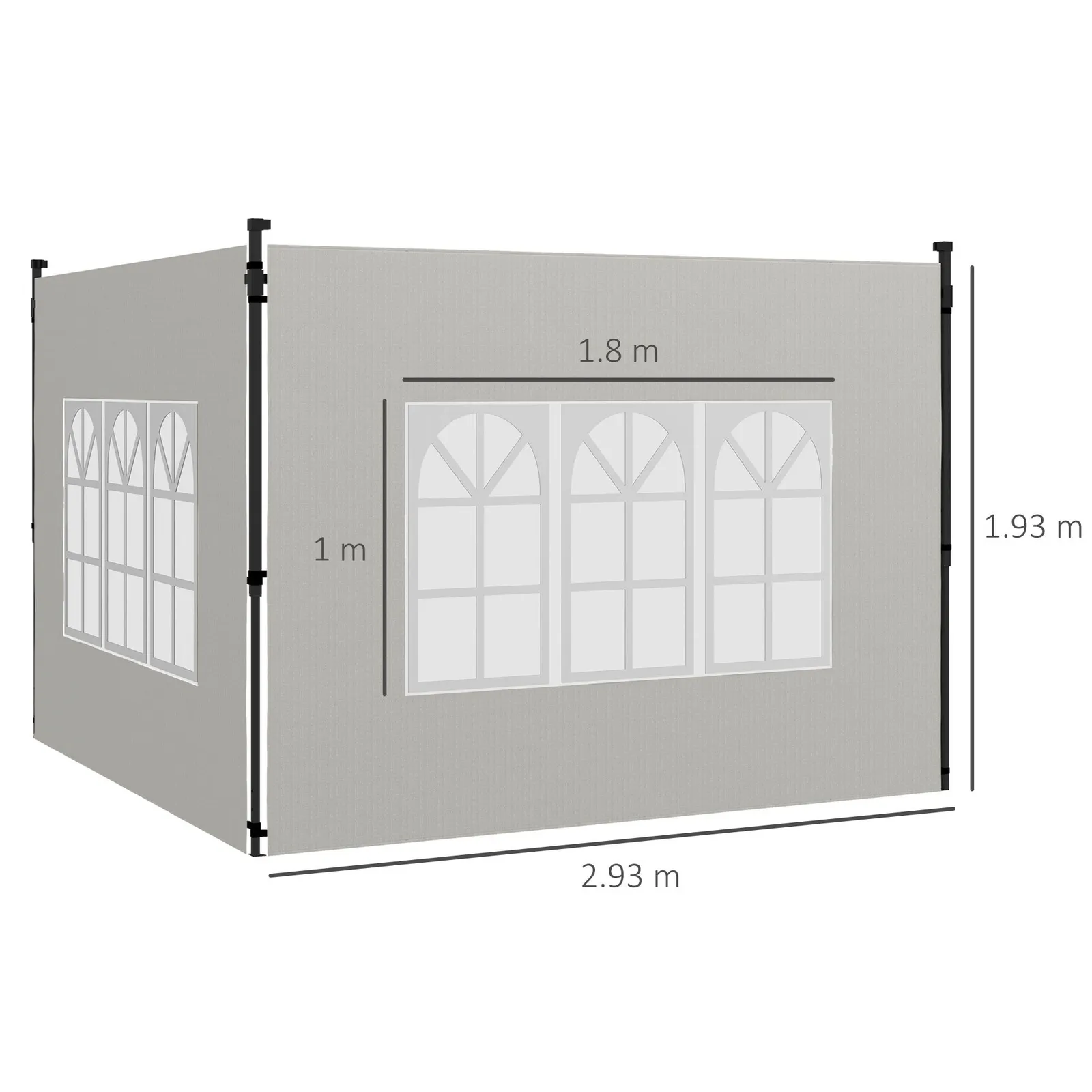 OUTSUNNY Gazebo Side Panels for 3x3(m) or 3x6m Gazebo Canopy, 2 Pack in White 3