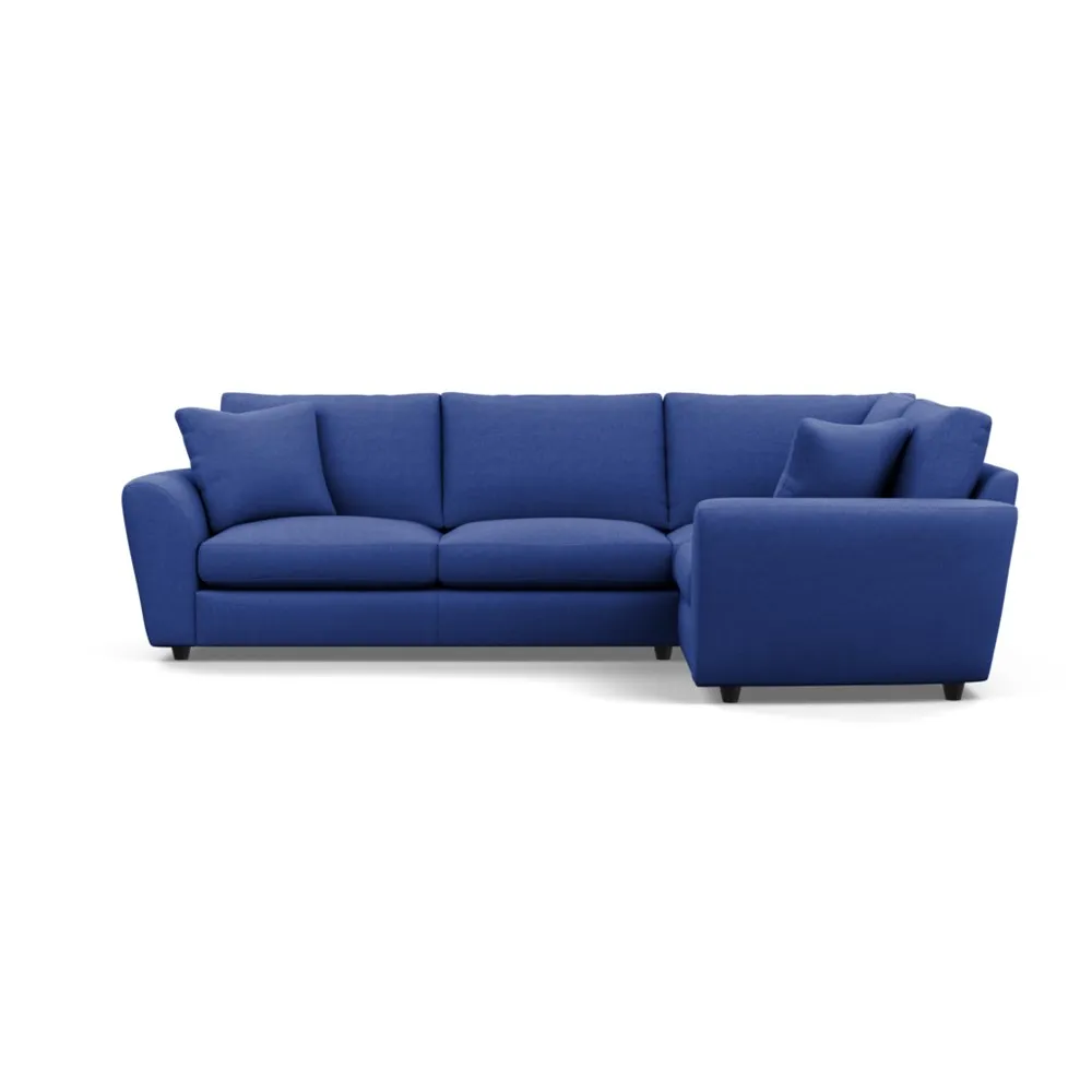 Heal's Snooze Right Hand Facing Corner Sofa Brushed Cotton Cobalt Black Feet