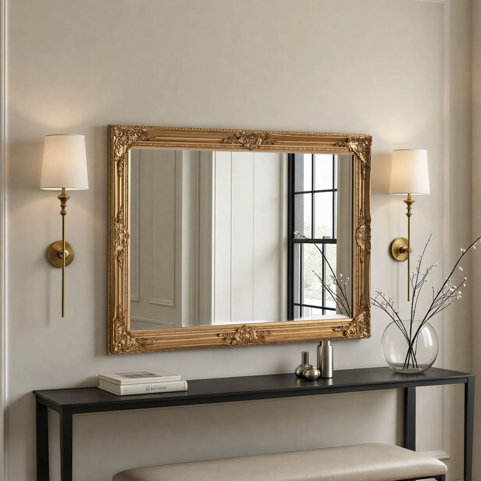 Yearn Mirrors Decorative Gold Mirror 104 x 74cm in Metallic Gold 3