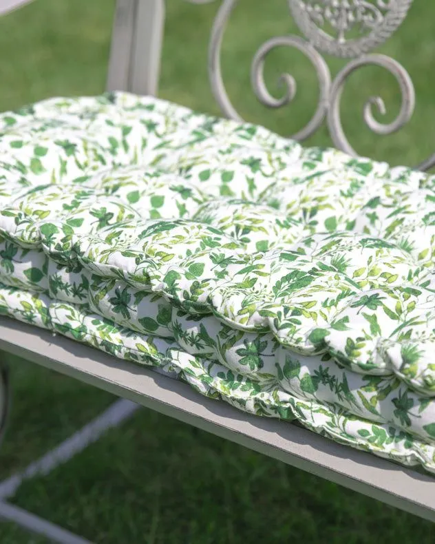 Dibor Vintage Green Leaf Print Cotton Outdoor Furniture Garden Bench Pad L112cm x W44cm 4