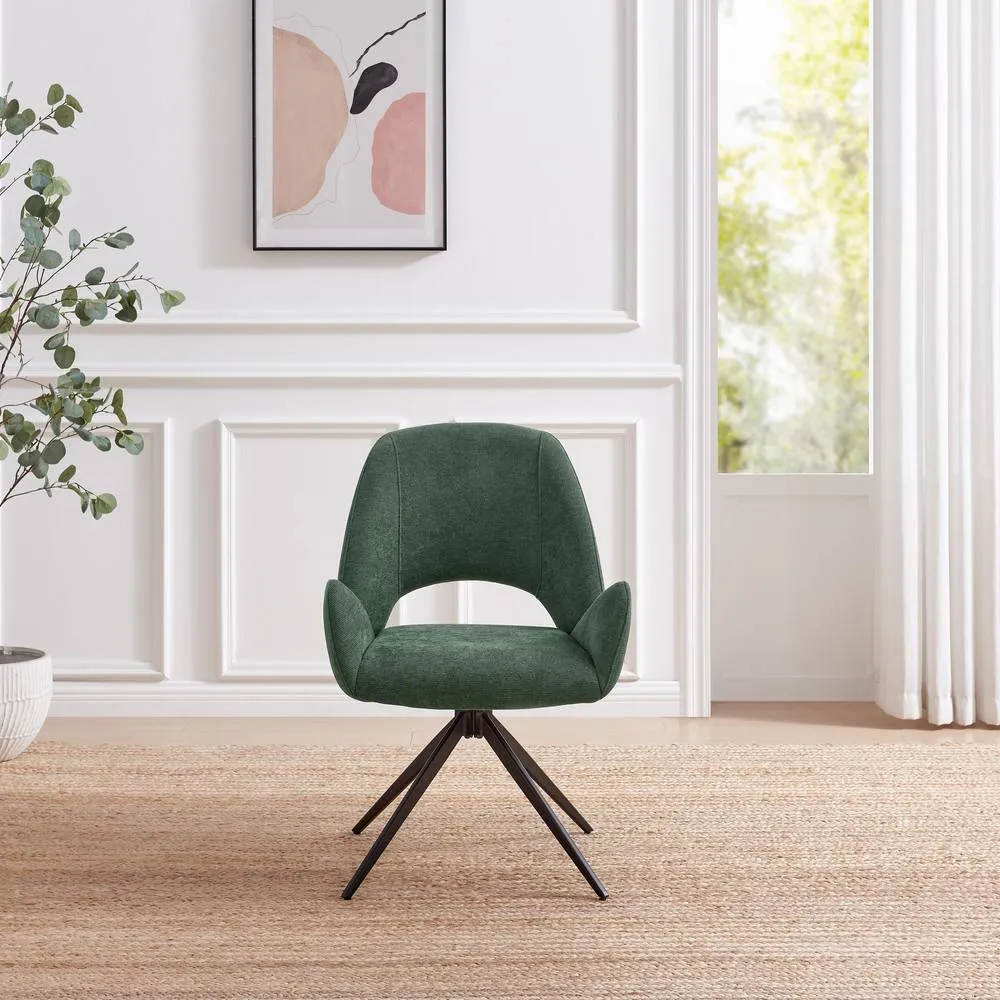 FurnitureboxUK 2x Layla Green Fabric Swivel Dining Chairs 4