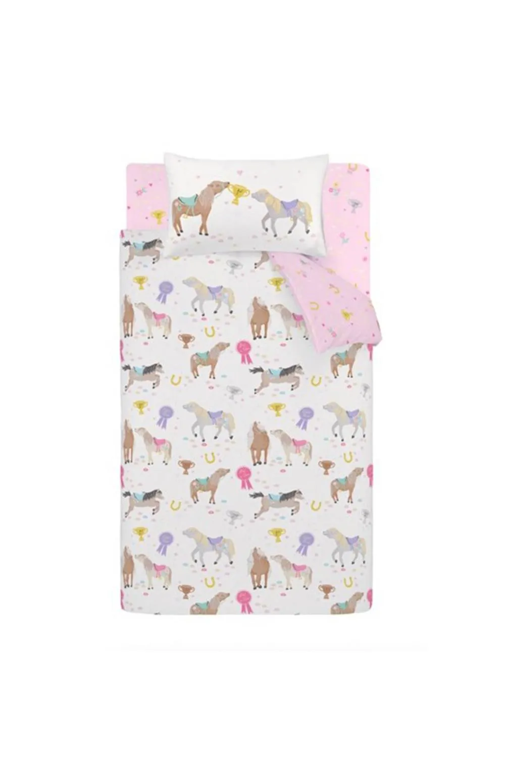 Catherine Lansfield 'Happy Horses' Reversible Duvet Cover Set in Cream 5