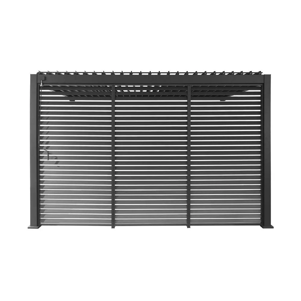 sweeek Lean to pergola 4 x 3m + 3 130cm louver panels in Dark Grey 3