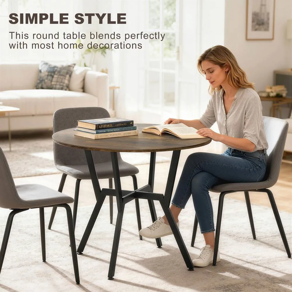 HOMCOM Small Kitchen Table with Black Steel Legs, Dining Table in Brown 4