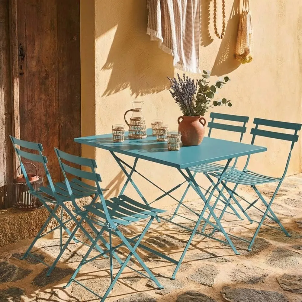 sweeek 4-seater folding metal bistro garden table in Teal