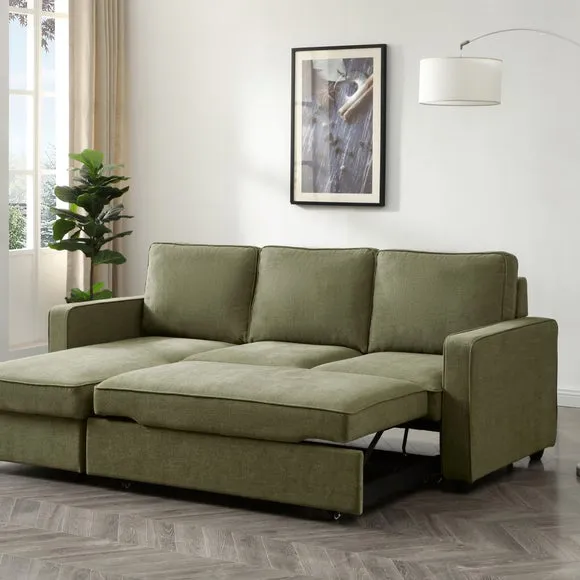 Kayden Chenille Reversible Trundle Corner Double Sofa Bed 2