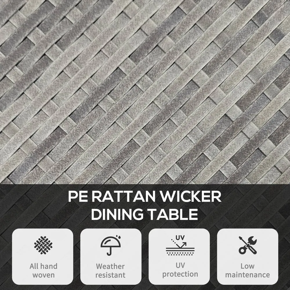 OUTSUNNY 70cm Outdoor PE Rattan Dining Table with Wood-plastic Composite Top, Grey 4
