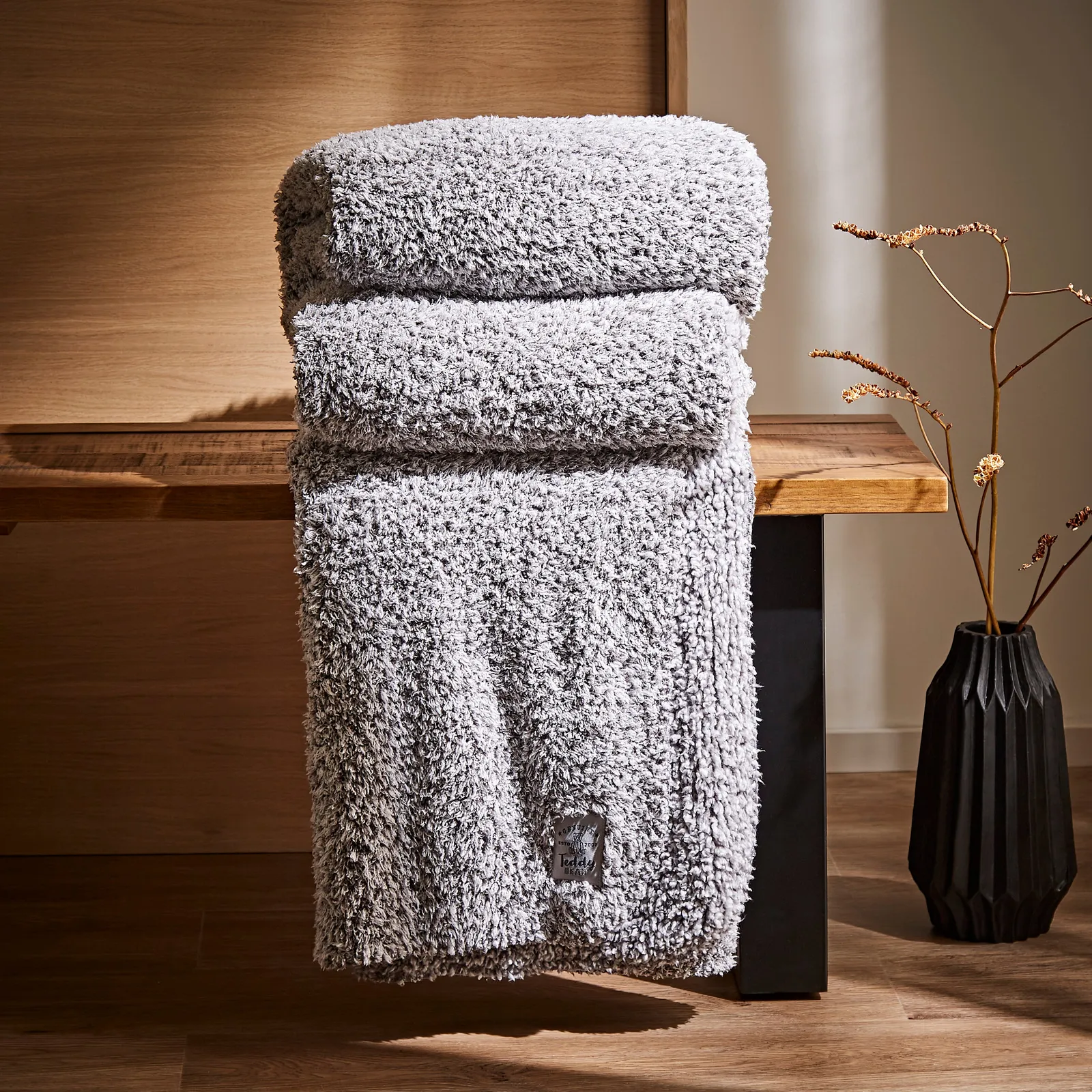 Teddy Bear Soft Marl Throw Grey