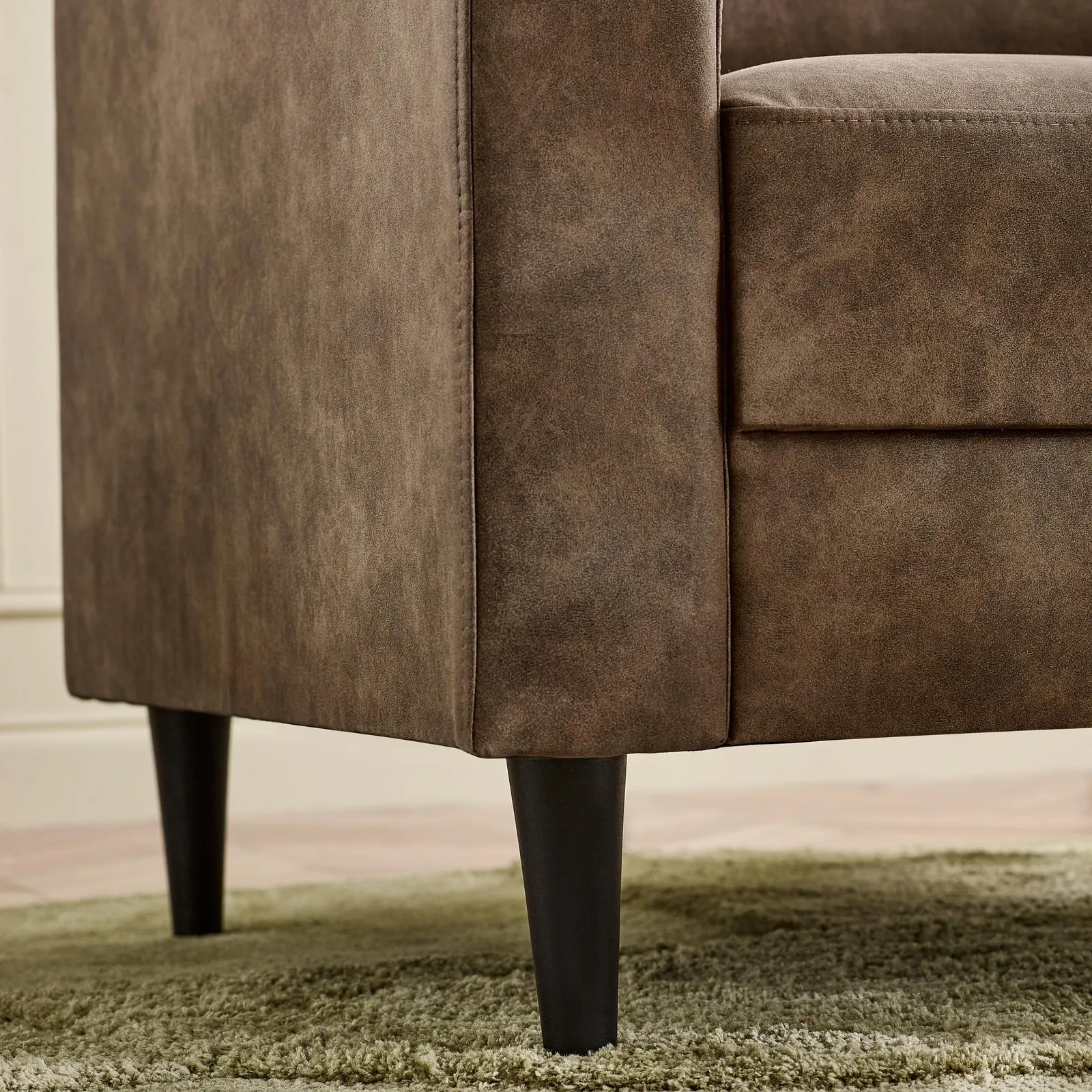 FurnitureboxUK Logan Brown Faux Leather 3 Seater Sofa 6