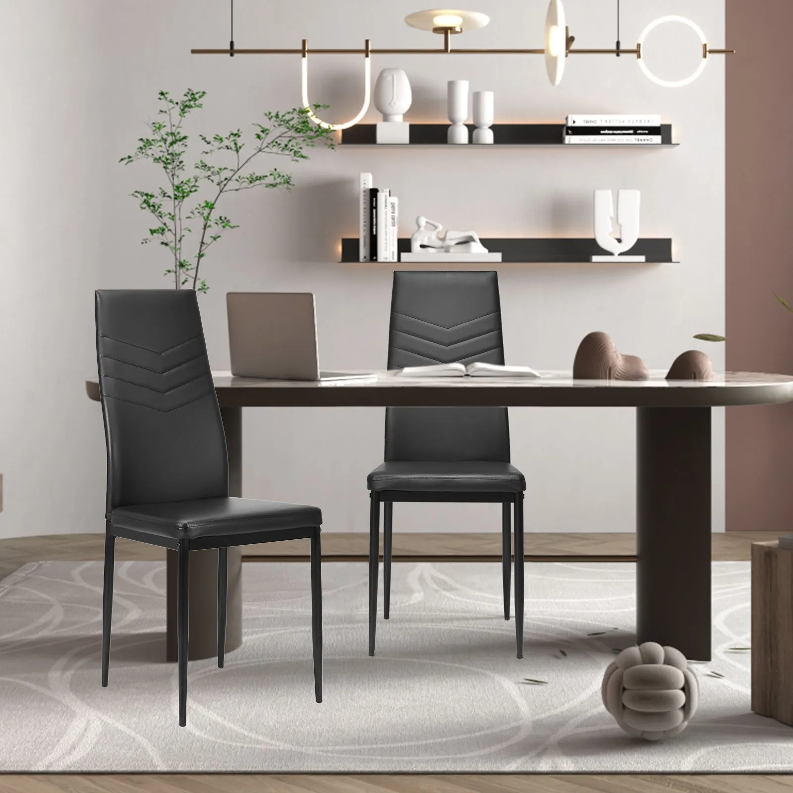 Costway Set of 4 Dining Chairs Padded Seat High Back Armless Accent Dining Side Chairs in Black 6
