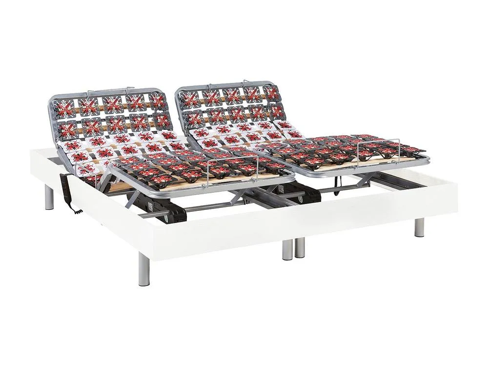 Vente-unique Electric Adjustable Bed 2X78 White Wood Decorative Pads - 2 X 90 X 200 4