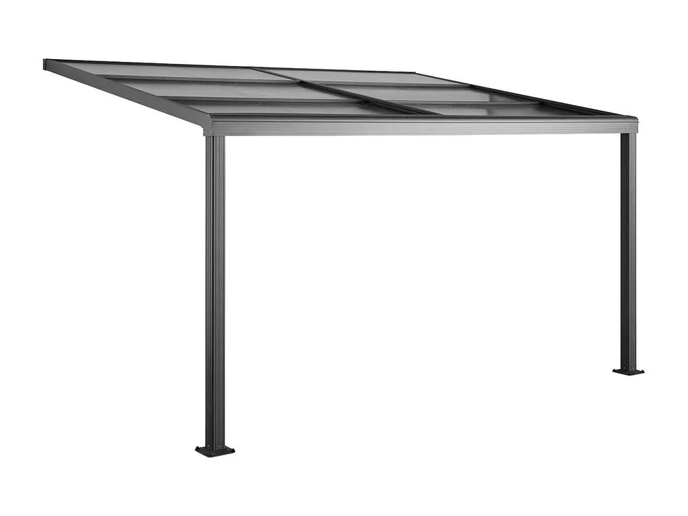 Vente-unique Wall-Mounted Aluminium Pergola With Sliding Roof - 12 M² - Anthracite in Dark Grey 6