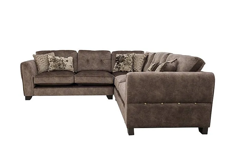 Mariah Large Fabric Classic Back Corner Sofa - Dapple Chocolate