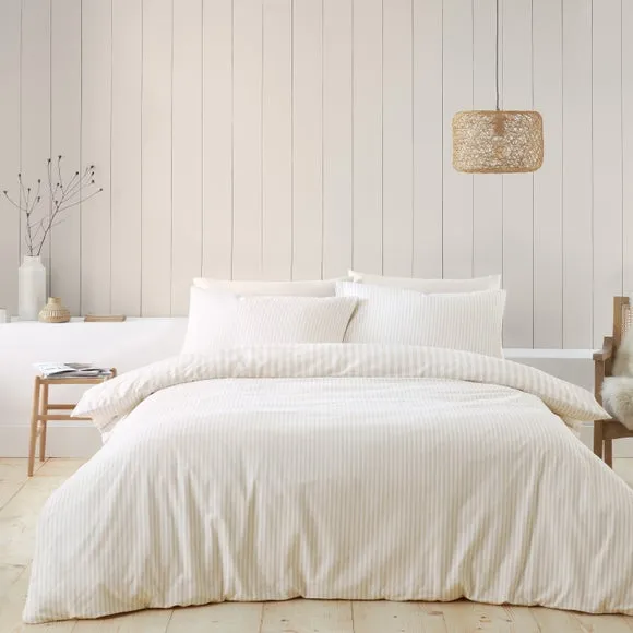 Catherine Lansfield Stripe 100% Brushed Cotton Reversible Duvet Cover & Pillowcase Set 3