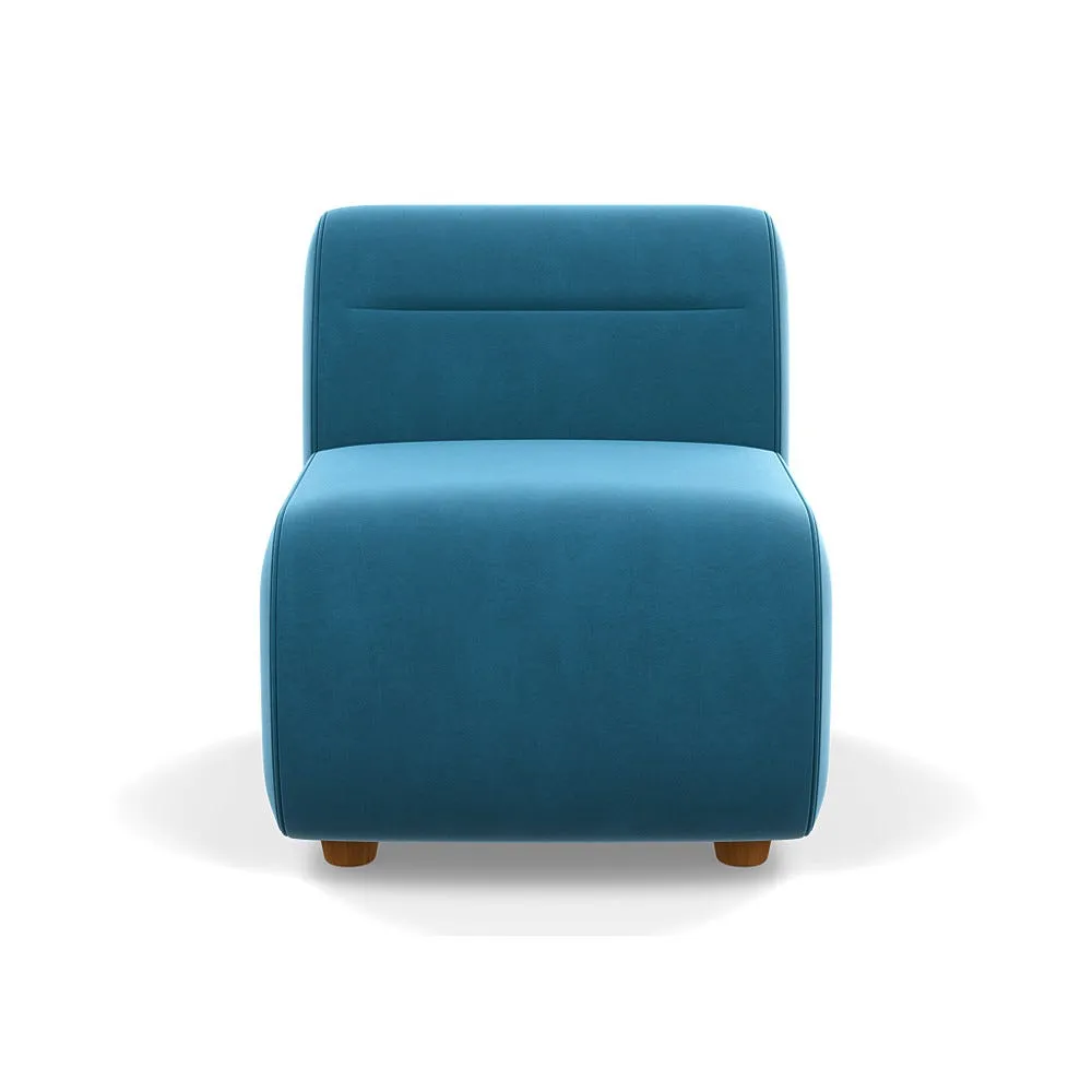 Heal's Lilli Small Single Module Smart Velvet Ocean Natural Beech Feet 1