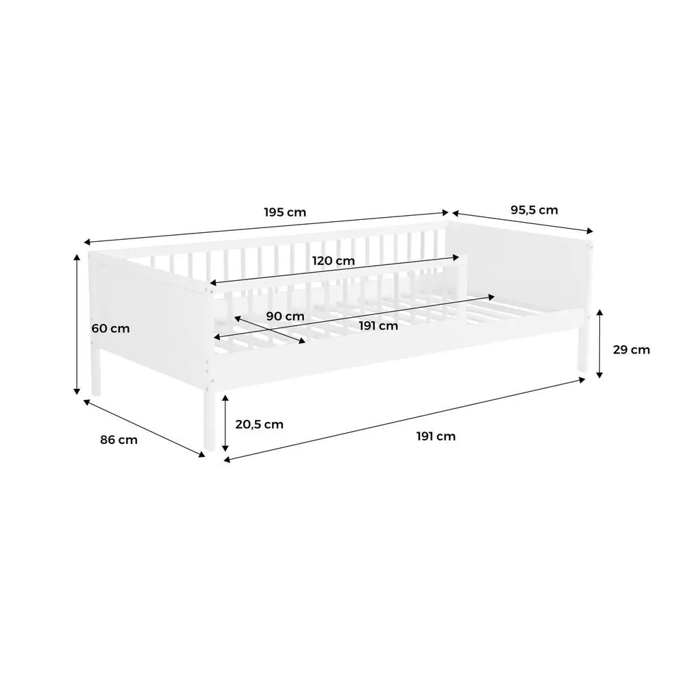 sweeek Child bed 90 x 190 cm natural pine slatted base included in White 5