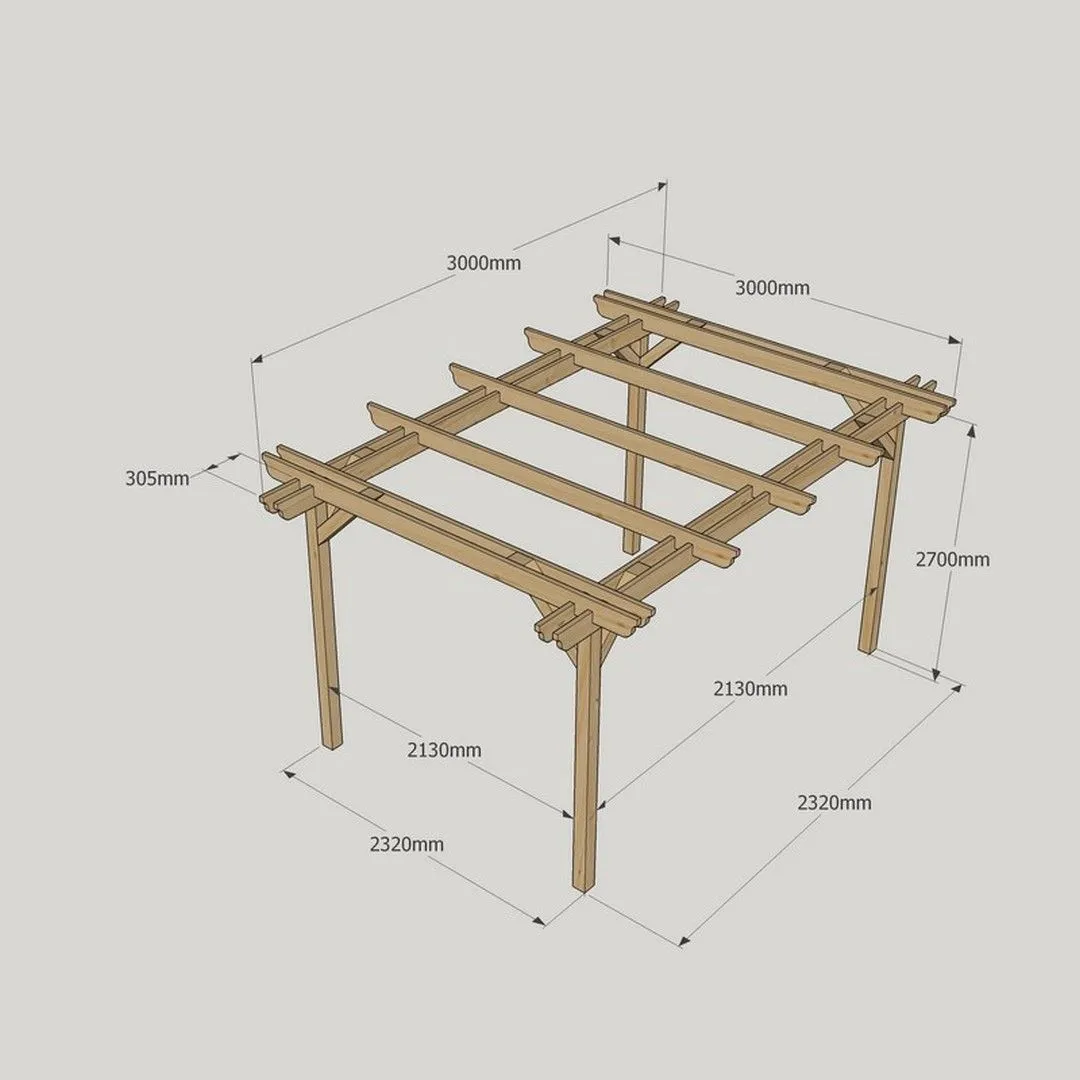 Rutland County Garden Furniture Ltd Double Garden Pergola - Wood - L300 x W300 x H270 cm - Light Green 5