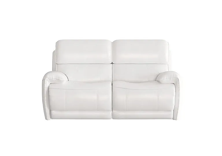 Link 2 Seater Leather Power Recliner Sofa with Power Headrests - BV Star White