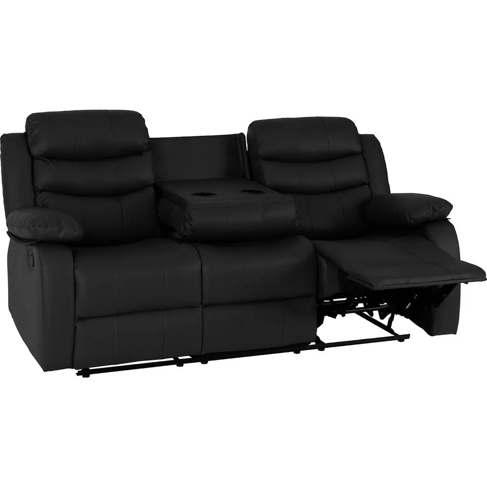 Seconique Roma 3 Seater Recliner Sofa - Black Faux Leather 5