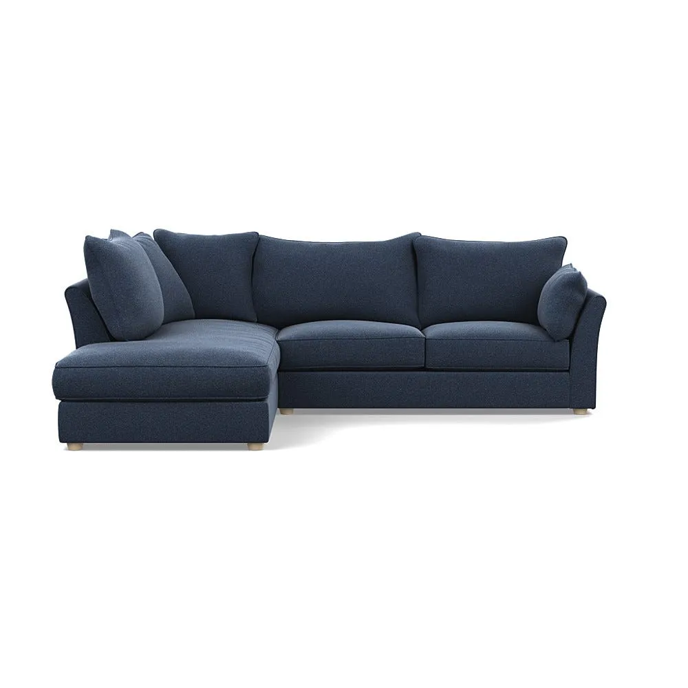 Heal's Tailor Left Hand Facing Corner Sofa Boucle Indigo Natural Feet 1