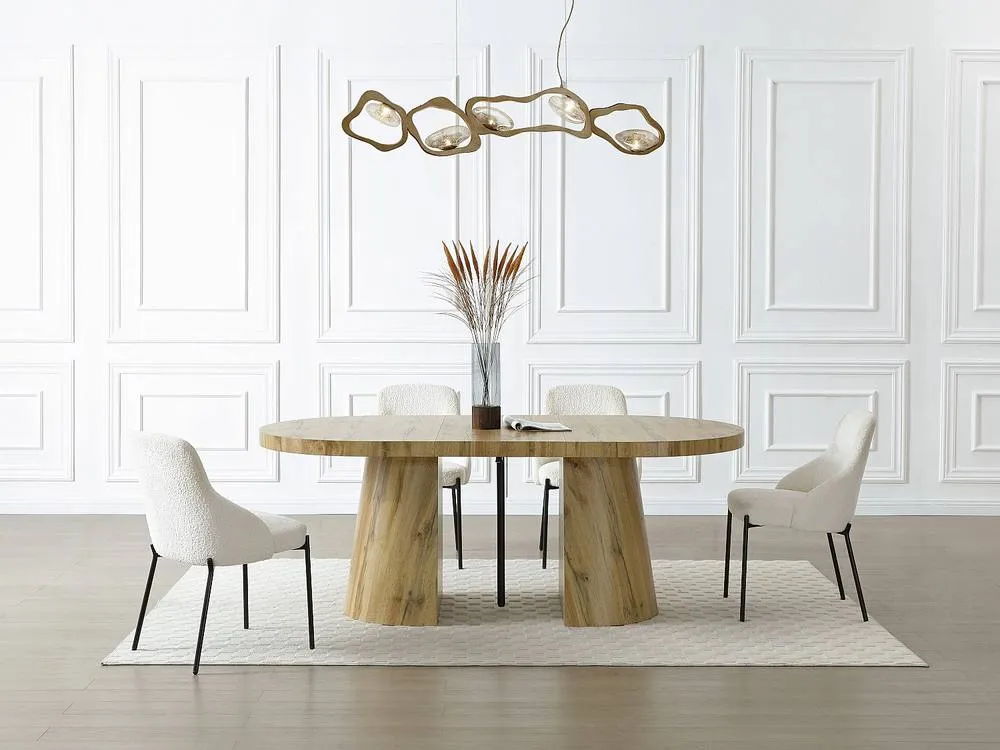 Vente-unique 6 +12 Seater Extendable Dining Table In MDF - Light Natural - CLOEVA in Light Oak 6
