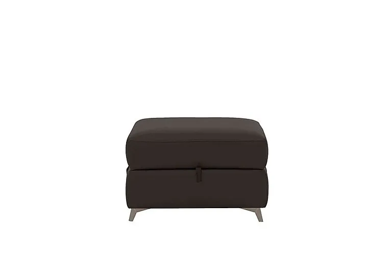 Missouri Leather Storage Footstool - Dark Chocolate