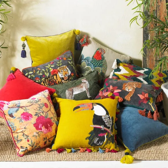 Paoletti Green Cheetah Botanical Cushion 5
