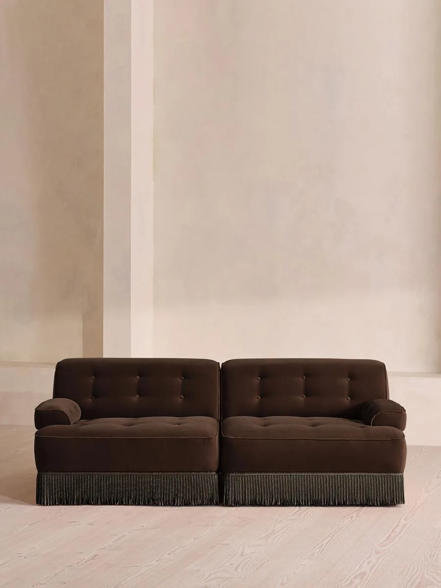 Elowen Modular Sofa, Three Seater, Velvet, Chocolate