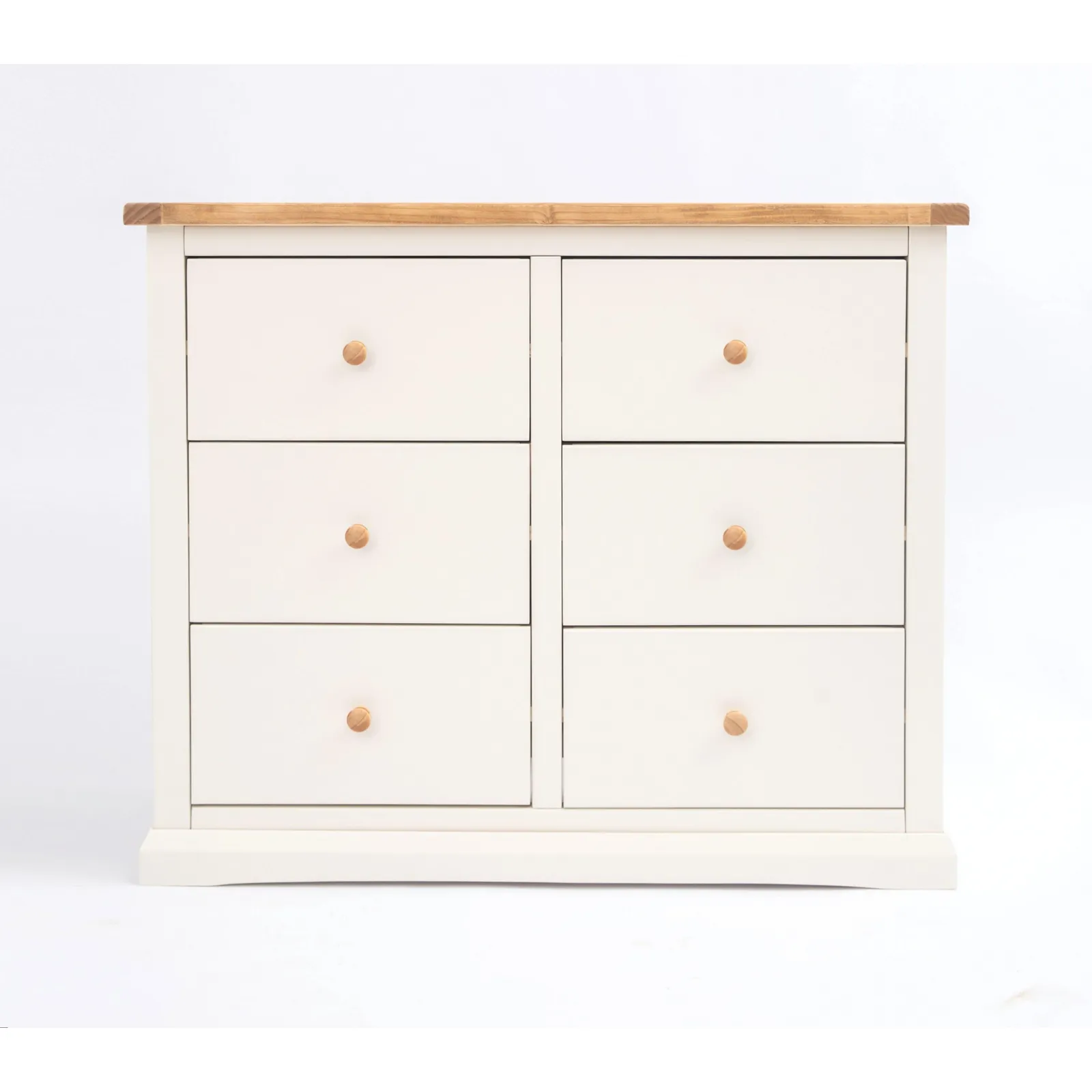 Cabinet Bits Castelli 6 Drawer Chest of Drawers Wood Knob in Off-White