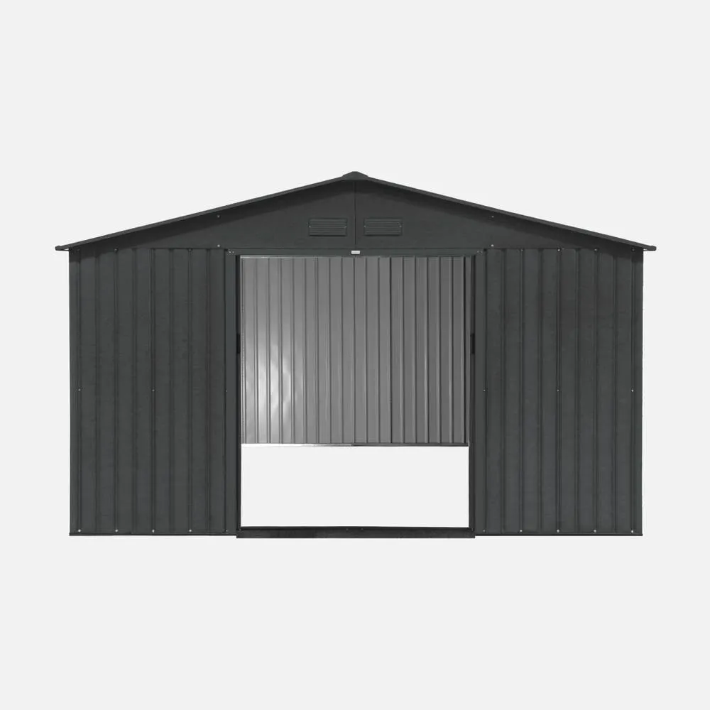 sweeek 10.85 m² metal garden shed with two sliding doors in Dark Grey 4
