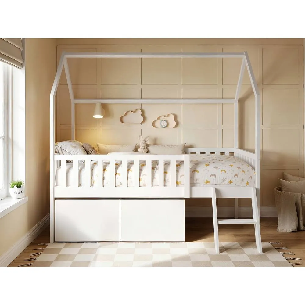 Flair Explorer Single Mid Sleeper Bed with Toy Box in White 1