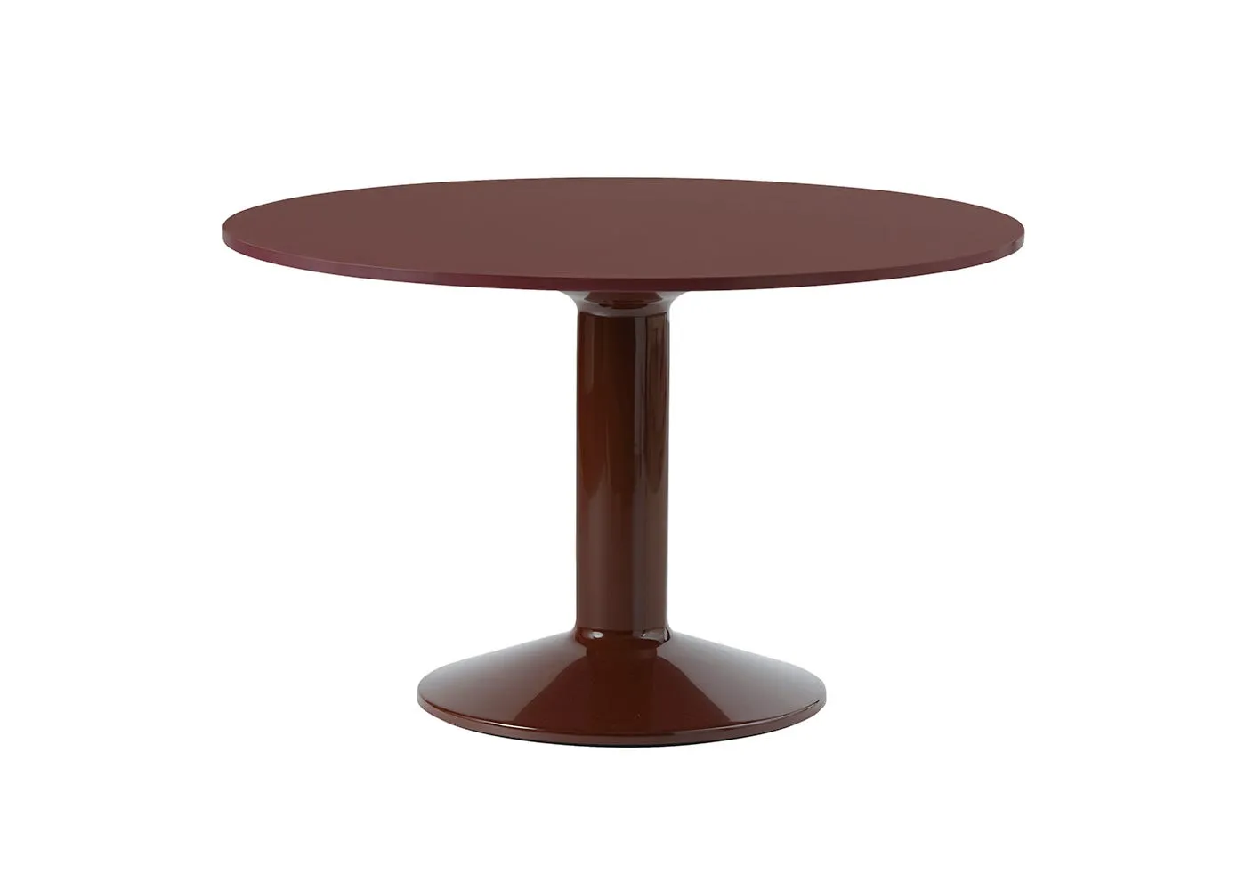 Muuto Midst Table Dark Red Lino Top Red Steel Base 120cm