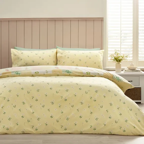 Catherine Lansfield Daisy Patchwork Polycotton Duvet Cover & Pillowcase Set 3
