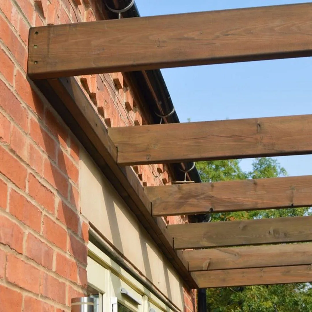 Rutland County Garden Furniture Ltd Wall Mounted Box Pergola - L300 x W300 x H270 cm - Rustic Brown 6