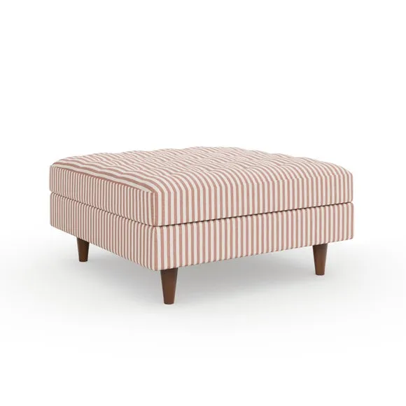 Zoe Pinstripe Fabric Square Storage Footstool 6