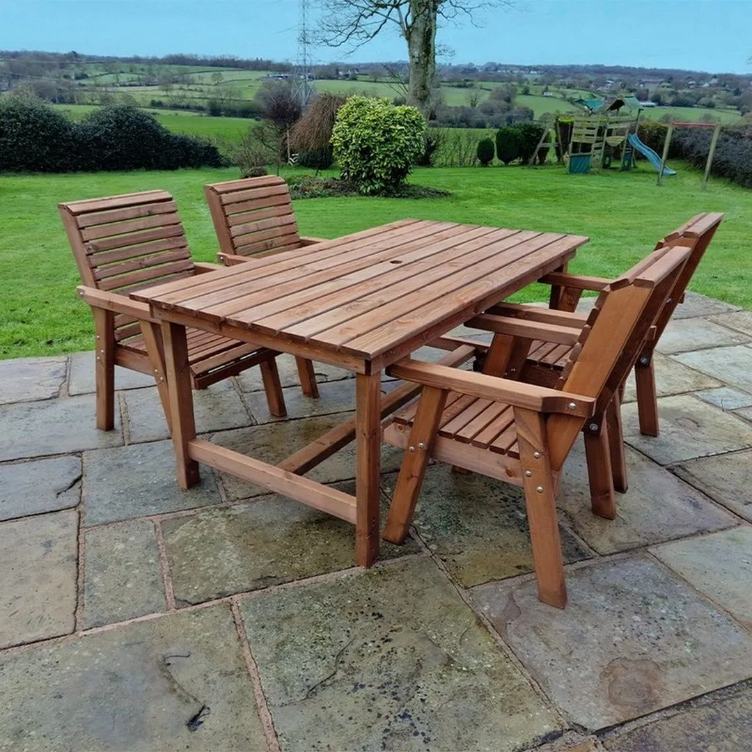 Churnet Valley Garden Furniture Ltd Valley 4 Seat Set 4XC Table - Timber - Minimal Assembly Required in Brown 4