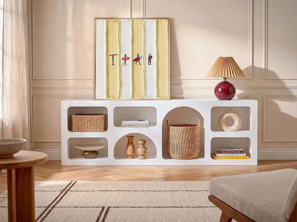 Vente-unique TV Stand With 7 Shelves - White - LUELA 3