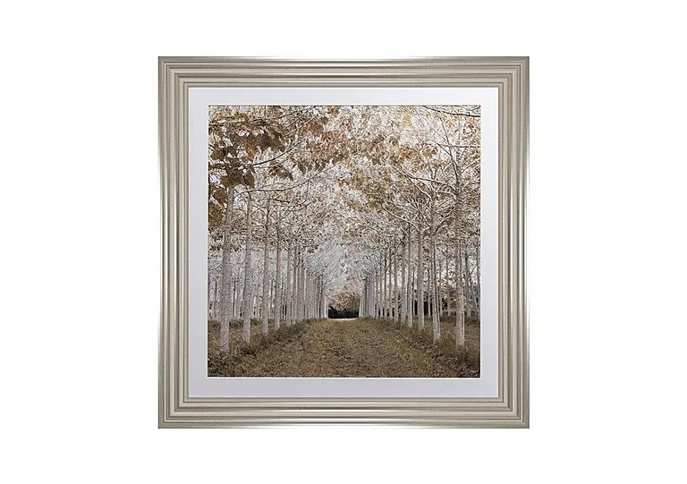 Gold Winter Walk Framed Square Wall Art
