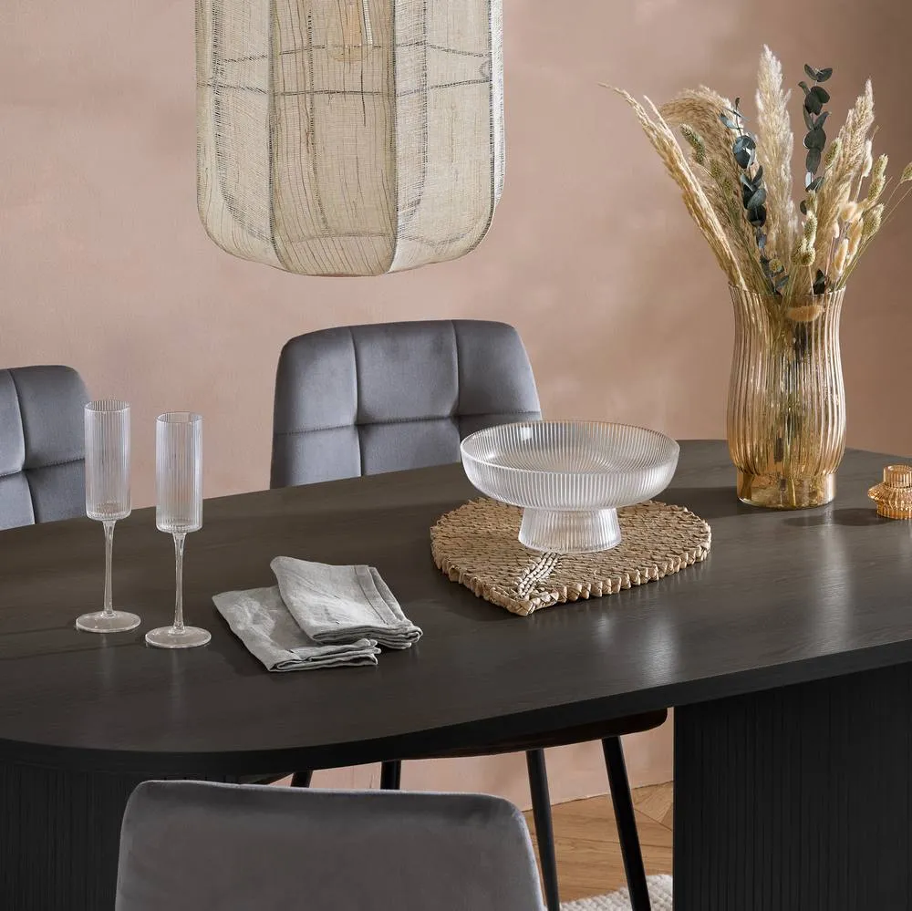 Birlea Black Oval Fluted Dining Table Axel 3