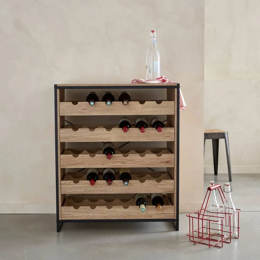 sweeek 5-shelf Wine Rack With Metal & Wood-effect in Light Brown 6