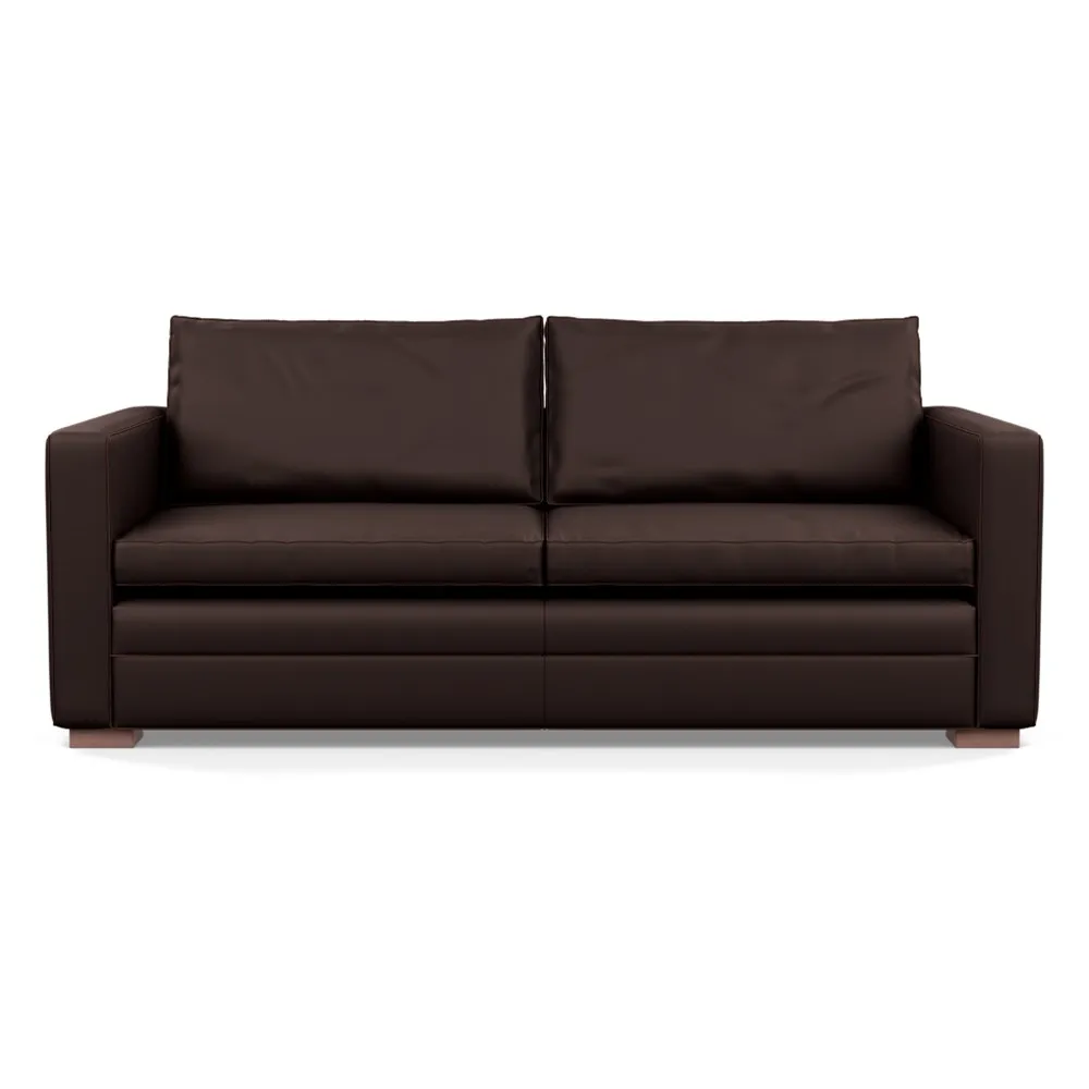 Heal's Palermo 3 Seater Sofa Leather Grain Chocolate 066 Walnut Feet 1