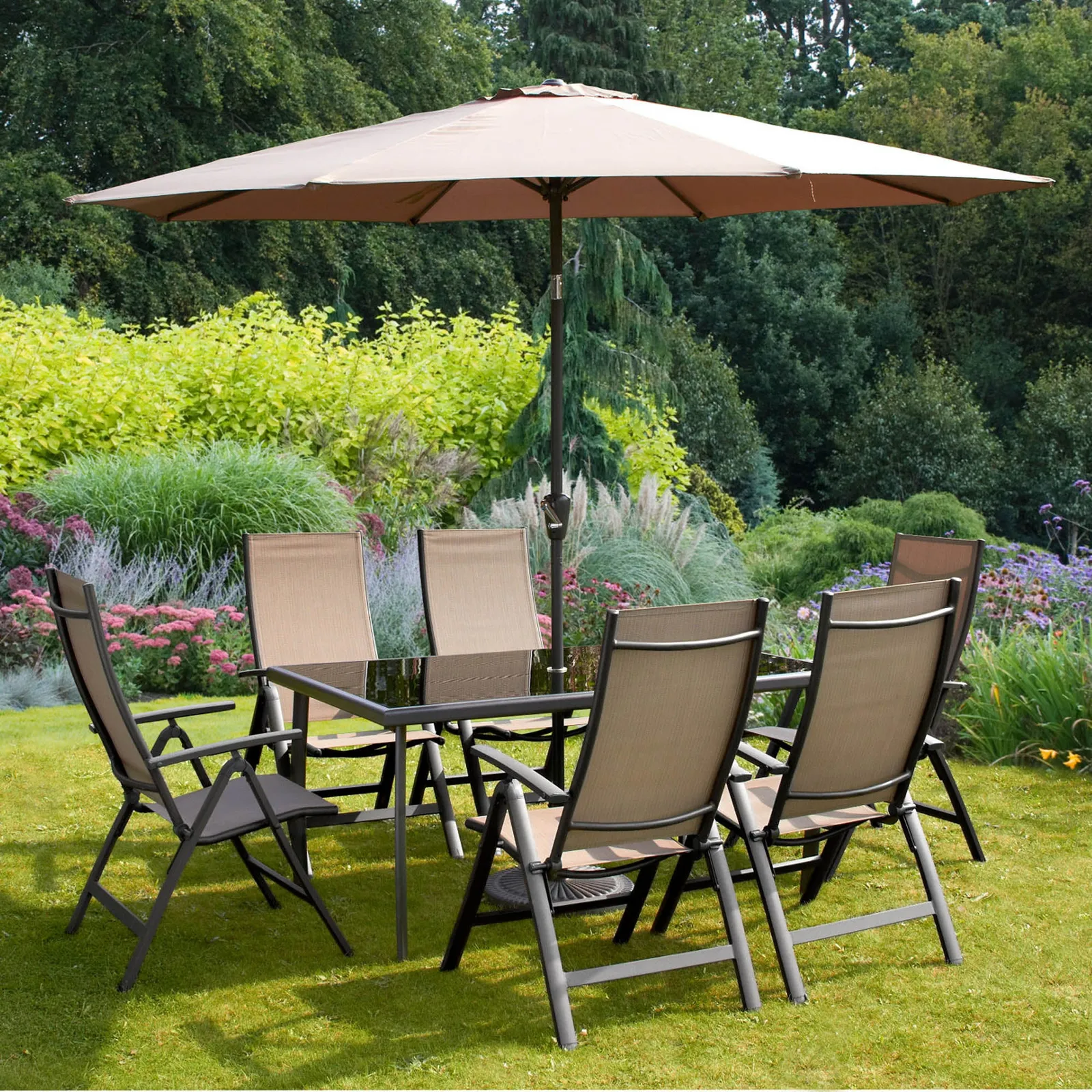 Sorrento 6 Seater Black Rectangular Deluxe Recliner Dining Set Black
