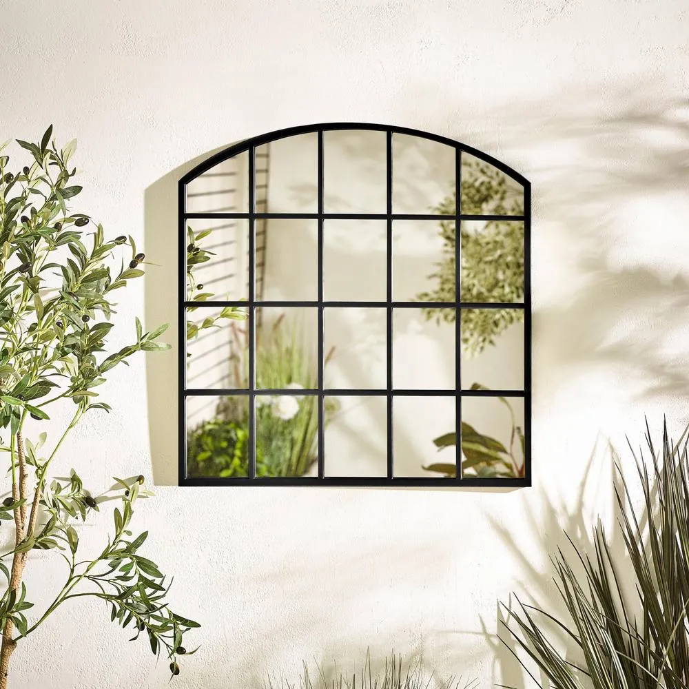 FurnitureboxUK Hinton Medium Arched Window 70x70cm Garden Mirror in Black 2