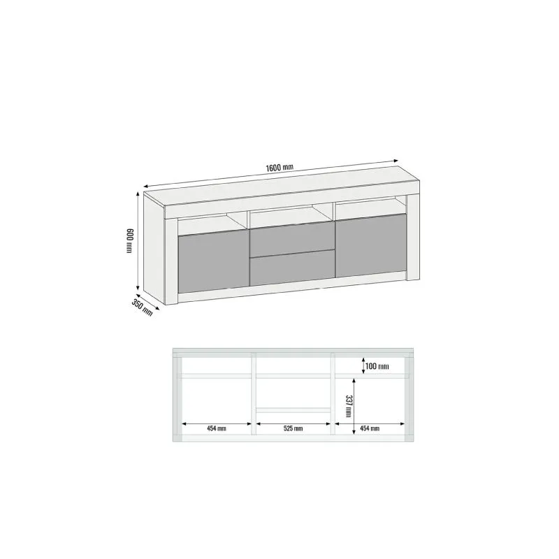 Creative Furniture TV Unit 160cm Modern - Black with High Gloss Doors 4