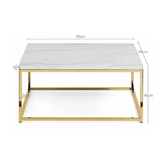 Scala Coffee Table, Gold and Marble Effect 4