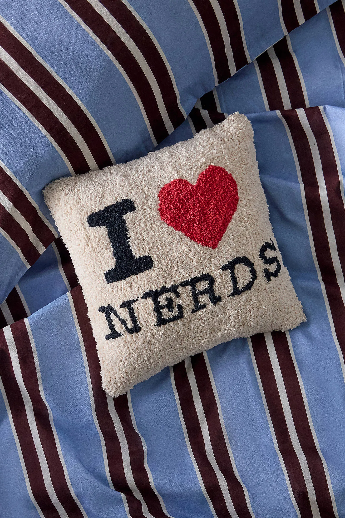 I Heart Nerds Mini Cushion - Black/White