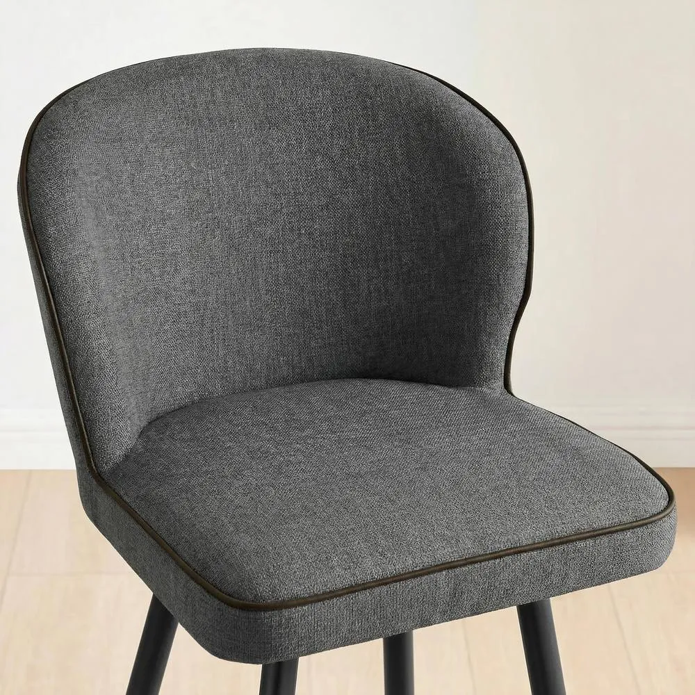 FurnitureboxUK 2x Catriona Grey Fabric Bar Chairs 4