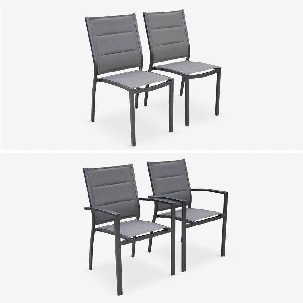 sweeek 8-seater Extendable Aluminium Garden Table Set With Chairs in Dark Grey 3