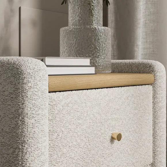 Squidge 2 Drawer Boucle Bedside Table 4