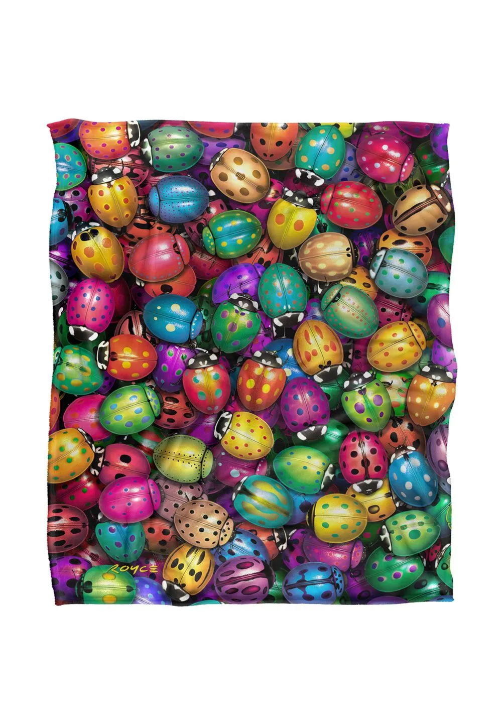 JQ Licensing Royce Mcclure Beetlemania Colorful Beetle Pattern Silky Touch Super Soft Throw Blanket 152 X 127 cm in White